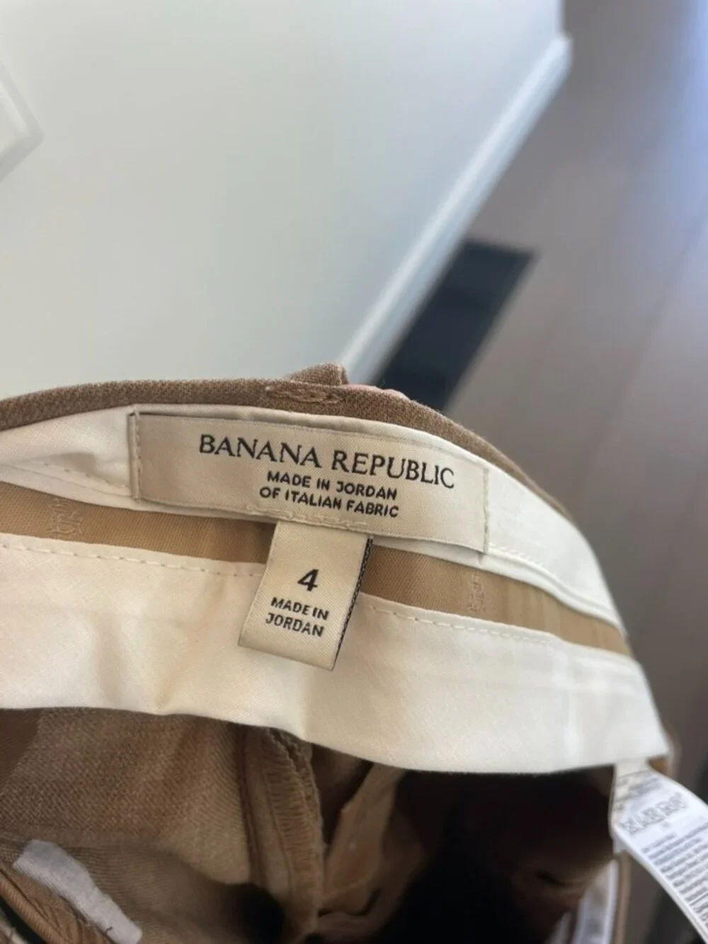 Banana Republic Tan Linen Straight Leg Trousers Size 4